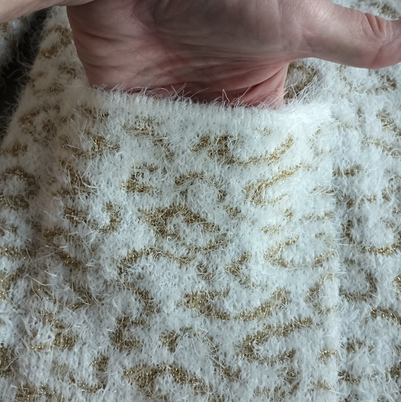 Nine West Woman's Jacquard Long Cardigan  Size XL   NWT  White & Gold - Picture 6 of 12